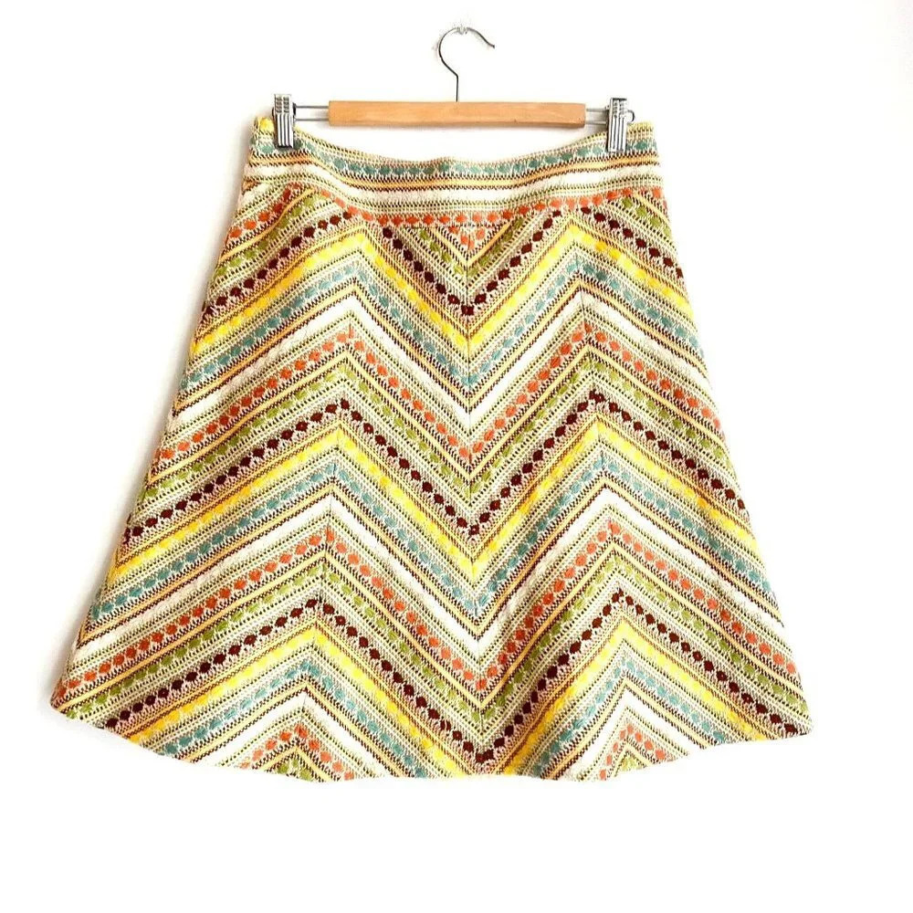 Vintage Chevron Textured Tweed like A line Mini Skirt L